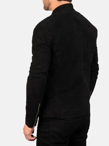 <b>Mens</b> Black <b>Suede</b> Biker <b>Jacket</b> - Product Image 2