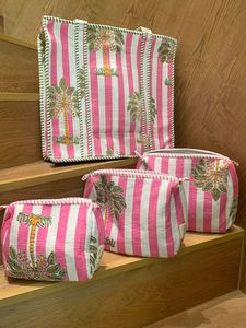 Floral Soft Cotton Fabric Handbags Ladies Spring Summer Fashion Shoulder <b>Tote</b> Pouch Set <b>Zipper</b> Closure Indian Assorted Bag Set - Product Image 3