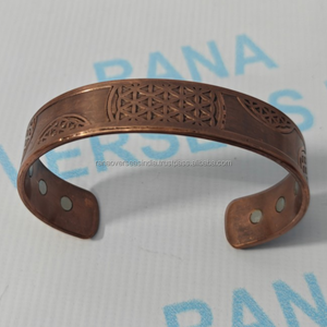 Pulsera Magnética de Cobre Antiguo con Diseño Floral, Joyería Curativa para Aliviar el Estrés, Relajación, Calma Mental y Fuerza Espiritual - Product Image 2