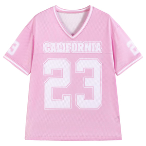 California Women's V-Neck <b>Sequined</b> Glitter Print Mesh Football Jersey Number 98 Breathable Short Sleeve Sporty Crop <b>T</b>-<b>Shirt</b> - Product Image 5