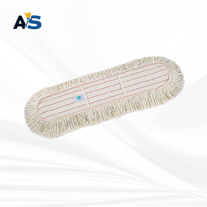 A&S Durable 5x24 White Dust <b>Mop</b> Synthetic Cotton Fibers Cut-End Design Redline Backing Aluminum Self-Wringer Reusable for - Product Image 3