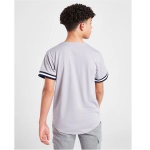 Maillot de baseball unisexe gris à manches courtes avec cordon de serrage, respirant, en maille, coupe régulière, toutes saisons, 100% respirant - Product Image 4