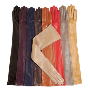 Gants longs en cuir noir pour femme, doublure en soie, confortables, anti-boulochage, tendance, vente en gros, pour le quotidien, le ski, le cyclisme, les activités de plein air et la pêche - Product Image 2