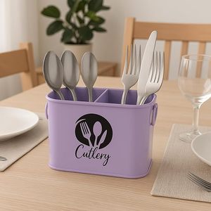 Organizador de Cubiertos Rectangular de Metal con Iconos de Tenedor, Cuchara y Cuchillo, Moderno, de Una Sola Capa, Tipo Vertical - Product Image 4