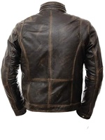 Blouson vintage marron en cuir véritable pour homme, moto motard, cafe racer, blouson en cuir fait main, motard