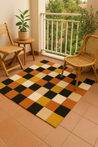 Alfombras de lana suave hechas a mano, estilo moderno de alta gama, diseño de cuadrícula en blanco y negro, alfombras de lujo para decoración de interiores de hogar, juegos de alfombras de estilo moderno. - Product Image 2