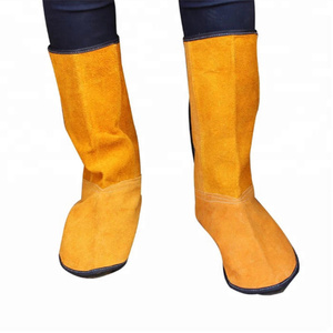 Eco-Friendly Cowhide Leather Welding Shoe Cover CE Certified Fire Proof Anti-Cut Anti-Heat Heavy Duty Work Protection - Product Image 1