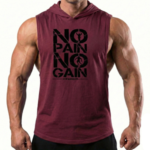 Custom Print Logo Color Size Men's Sleeveless Hoodie Gym Tank <b>Top</b> Bodybuilding Stringer Workout Muscle Vest Wholesale Tank <b>Tops</b> - Product Image 1