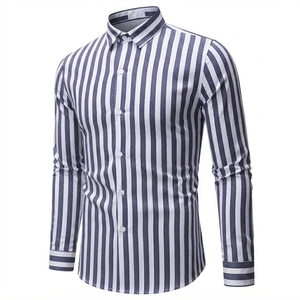 <b>Men's</b> Casual <b>Long</b> <b>Sleeve</b> <b>Striped</b> Dress <b>Shirt</b> – Business Button-Down Slim Fit <b>Shirt</b> with Contrast Collar and Cuffs for <b>Men</b> Wholes - Product Image 3