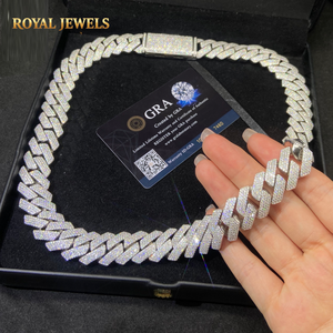 925 Silver Moissanite <b>Diamond</b> Cuban <b>Chain</b> White Gold Two Tone Hip Hop Necklace for <b>Men</b> Fashion Jewelry - Product Image 3