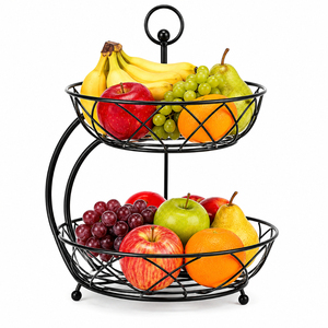 Panier à fruits en métal à 2 niveaux pour comptoir, support de rangement double couche en fer pour cuisine, vente directe d'usine en gros - Product Image 1
