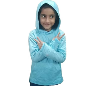 Haut de survêtement athlétique pour tout-petits, séchage rapide, évacuation de la transpiration, tissu respirant sans couture en Spandex/Nylon, vente en gros OEM de sweats à capuche pour enfants - Product Image 3