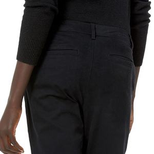 Pantalones chinos de mezcla de lino y algodón para mujer, pliegues frontales rectos, bolsillos laterales, Bolsillo ribeteado en la espalda, cremallera frontal oculta - Product Image 3