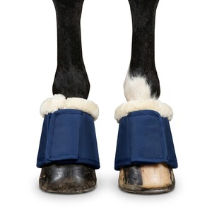 Botas de Soporte para Patas de Caballo de Material TPU con Forro de Felpa Azul, Bajo MOQ, con Correa de Velcro, Color Sólido, para Uso en Carreras, Personalizables, por Par - Product Image 1