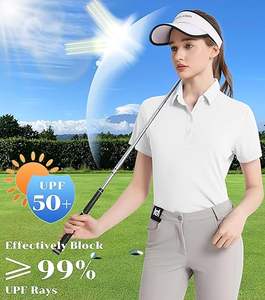 Polos de golf pour femmes 100% coton, broderie personnalisée avec logo, coupe ample, longueur courte, style smart casual, design uni, polos vierges. - Product Image 2