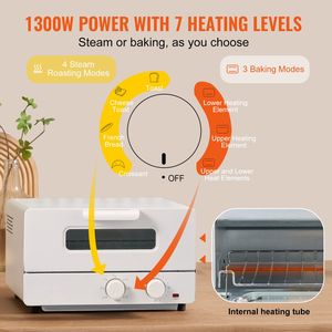 "12L Convection Steam <b>Toaster</b> Oven with Grill Pizza Pan & Gloves-1300W Countertop Combo (US/ AU Plug)" - Product Image 4