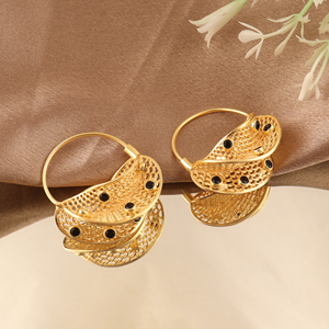 Pendientes de Aro Chapados en Oro de 18K con Ónix Negro, Cuarzo Blanco y Cuarzo Verde, Joyería Moderna y Minimalista para Mujer, Ideal para Fiestas - Product Image 5