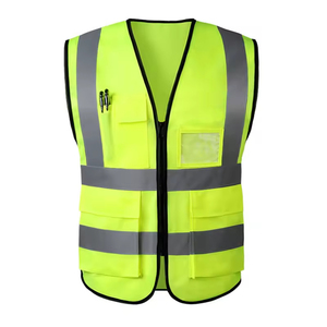 Chaleco de seguridad de malla de alta visibilidad para control de tráfico, reflectante 360 grados, cierre de velcro, bolsillo con cremallera, logo impreso, pedido al por mayor - Product Image 2