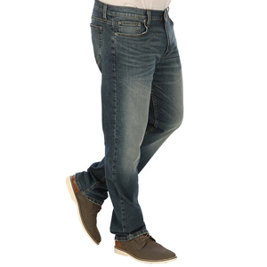 Jeans droits pour hommes 100% coton, personnalisés OEM, délavés à l'acide, taille mi-haute, respirants, longueur genou, en denim décontracté avec élasthanne, pour motifs à carreaux - Product Image 1