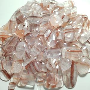 พลอยควอตซ์สีชมพูธรรมชาติทรงรีเจียระไนสำหรับทำเครื่องประดับ - Product Image 4