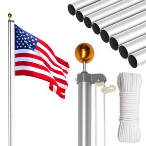 Kit Asta Portabandiera Sezionale in Alluminio Extra Spessa da 30FT, Resistente, 5x3, Confezione Scatola Pennant USA per Montaggio a Terra - Product Image 2