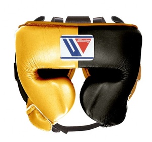 Winning Boxing Helmet Full Face Protection High Quality Genuine Leather Golden Red MMA <b>Training</b> <b>Head</b> Protector - Product Image 3