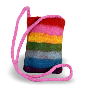 Lamatar1 Haute qualité multicolore arc-en-ciel longue mode femmes Mobile Unique feutre doublure fermeture à glissière à la main argent sac à main fait - Product Image 3