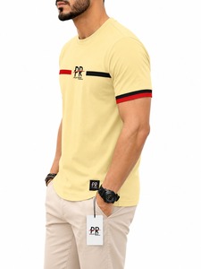 Custom Made Hip hop unique Style Summer casual Wear T-Shirt For Man with <b>white</b> stripes 100% Cotton Oversized hip hop men's <b>tee</b> - Product Image 5