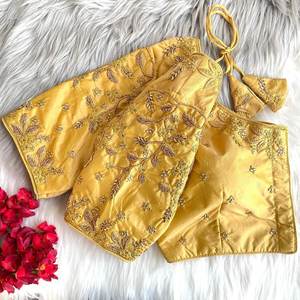 TRADICIONAL BANARASI JARI HILO TRABAJO A MANO LISTO PARA USAR BLUSA COSTADA CHIKU - Product Image 1