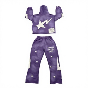 MANGOES FASHION Nuevo Servicio OEM Ropa Urbana de Invierno Ajuste Regular Sólido Impermeable Transpirable Forro Polar Chándal con Capucha Totalmente Adornado con Pedrería - Product Image 1