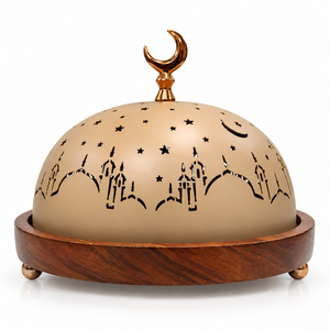 Dôme moderne en métal martelé thermolaqué couleur chocolat avec bouton en forme de croissant pour hôtels, mariages et événements – Tailles et couleurs personnalisées disponibles - Product Image 3