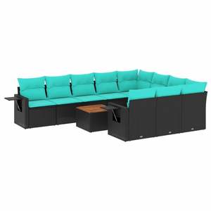 Juego de Sofás de Patio de 11 Piezas en Poliratán Negro con Cojines, Muebles Elegantes para Exteriores - Product Image 2