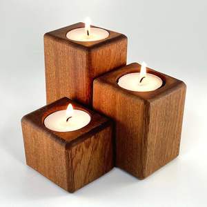 Handmade Wooden <b>Tealight</b> <b>Candle</b> <b>Holder</b> Square <b>Candle</b> Stand Rustic Wood Vessel for Home Wedding Christmas Decor - Product Image 6