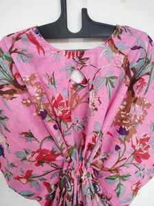 Robe kaftan en coton à imprimé oiseaux faite à la main, tenue de plage indienne, tenue bohème pour festival - Product Image 6