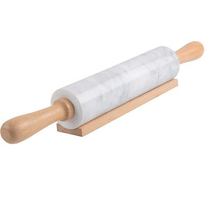 Rodillo de amasar de madera y mármol al por mayor, soporte de madera natural pura, tabla de amasar de mármol blanco, venta personalizada - Product Image 1