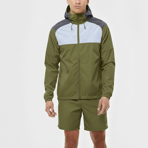 Veste coupe-vent légère personnalisée en polyester à capuche, fermeture éclair intégrale, décontractée, pour l'extérieur, tenue d'été, ensemble court homme femme - Product Image 3