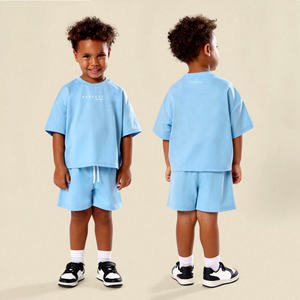 Ensemble 2 pièces été 100 % coton pour enfants (garçons et filles) avec logo personnalisé - Parfait pour l'industrie du vêtement pour enfants - Product Image 4