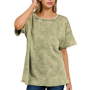 Acid Wash T Shirt Women Premium Quality Lightweight Fabric Comfortable Fit Trendy Streetwear Casual Fashion Outfit - Product Image 2