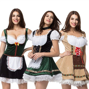 Traje de Dirndl para Mujer, Estilo Bávaro Tradicional, para Oktoberfest, Fiestas Alemanas, Disfraz de Poliéster para TV y Cine - Product Image 1