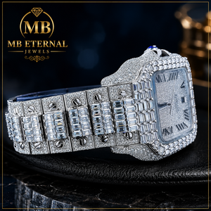 Reloj de Diamantes de Lujo MB ETERNAL, Caja Redonda de Acero Inoxidable de 41 mm, Cristal de Zafiro, Números Romanos Analógicos, Unisex, Automático de Cuarzo - Product Image 3