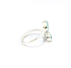 Two Blue Topaz 925 <b>Silver</b> <b>Statement</b> <b>Ring</b> 2.8 Gram Oval Cut Gemstone with Adjustable Design Unisex Everyday Wear - Product Image 2