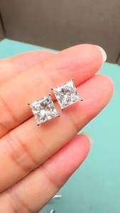 2ct Each Princess Cut Lab Diamond <b>Studs</b> | 14K Gold Solitaire Earrings | Luxury Everyday Jewelry - Product Image 6