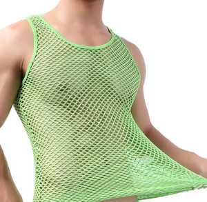 Men's <b>Mesh</b> Tank <b>Top</b> O-Neck Sleeveless Breathable Knitted Casual Hollow Out Design 100% Cotton Anti-Pilling 180g - Product Image 4