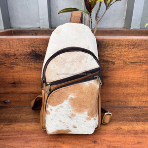 Cheveux faits à la main sur cuir de vachette extérieur unique épaule poitrine sac Western cheveux sur cacher en cuir véritable cyclisme sport sac à bandoulière - Product Image 2