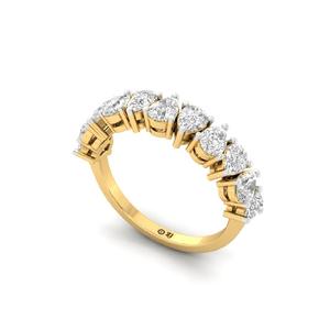 Luxury Pear Cut Lab Grown Diamond Half <b>Eternity</b> <b>Ring</b> in 925 Sterling <b>Silver</b> 10K Gold Plated Finish for Women Wedding Anniversary - Product Image 1