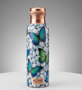 Trendy Customized Butterfly Design Printed Copper <b>Bottle</b> Perfect <b>Blend</b> Of Art Wellness For Daily Hydration Travel Yoga Office - Product Image 1