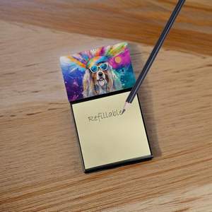 Collie barbu Hippie Dawg porte-notes autocollantes rechargeable auto-collant accessoire de bureau carte et bloc-notes distributeur de notes vierges - Product Image 2