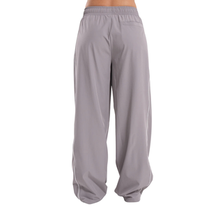 Women's Light Gray Track Pants with Contrast Side Piping Relaxed Fit Elastic Waist Wide Leg Casual Gym Workout Training Sports - Product Image 2