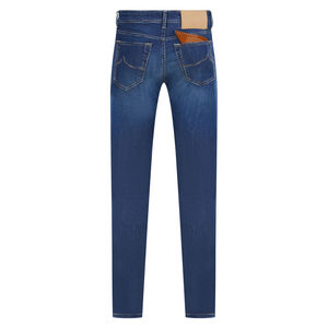 Wholesale New Fashion Men's Breathable Solid Washed High Elastic Straight Tube Fleece <b>Work</b> Denim <b>Jeans</b> - Product Image 3