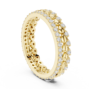 Anillo de Eternidad con Patrón Marquise en Oro Amarillo para Mujer, Joyería de Moda de Lujo con Cristales para Aniversario de Bodas, Regalo - Product Image 4